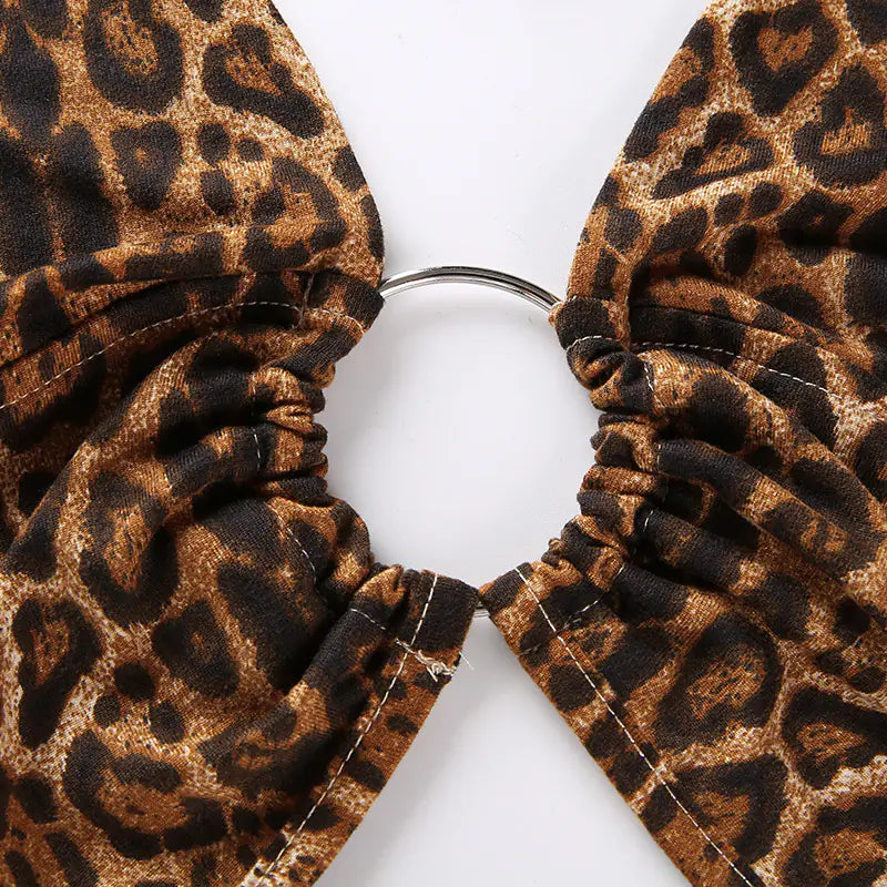 Leopard print scrunchie on a white background
