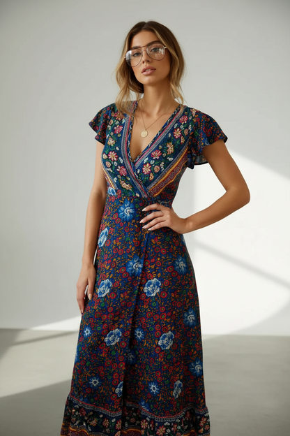 Printed Long Dress - Sexy Floral Maxi Dress