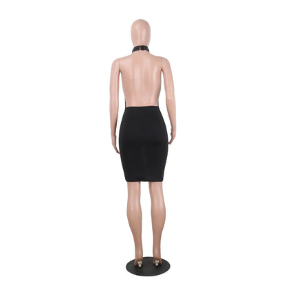 Mannequin wearing a black dress
