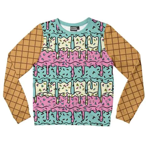 Sweatshirt with a colorful abstract design on a white background